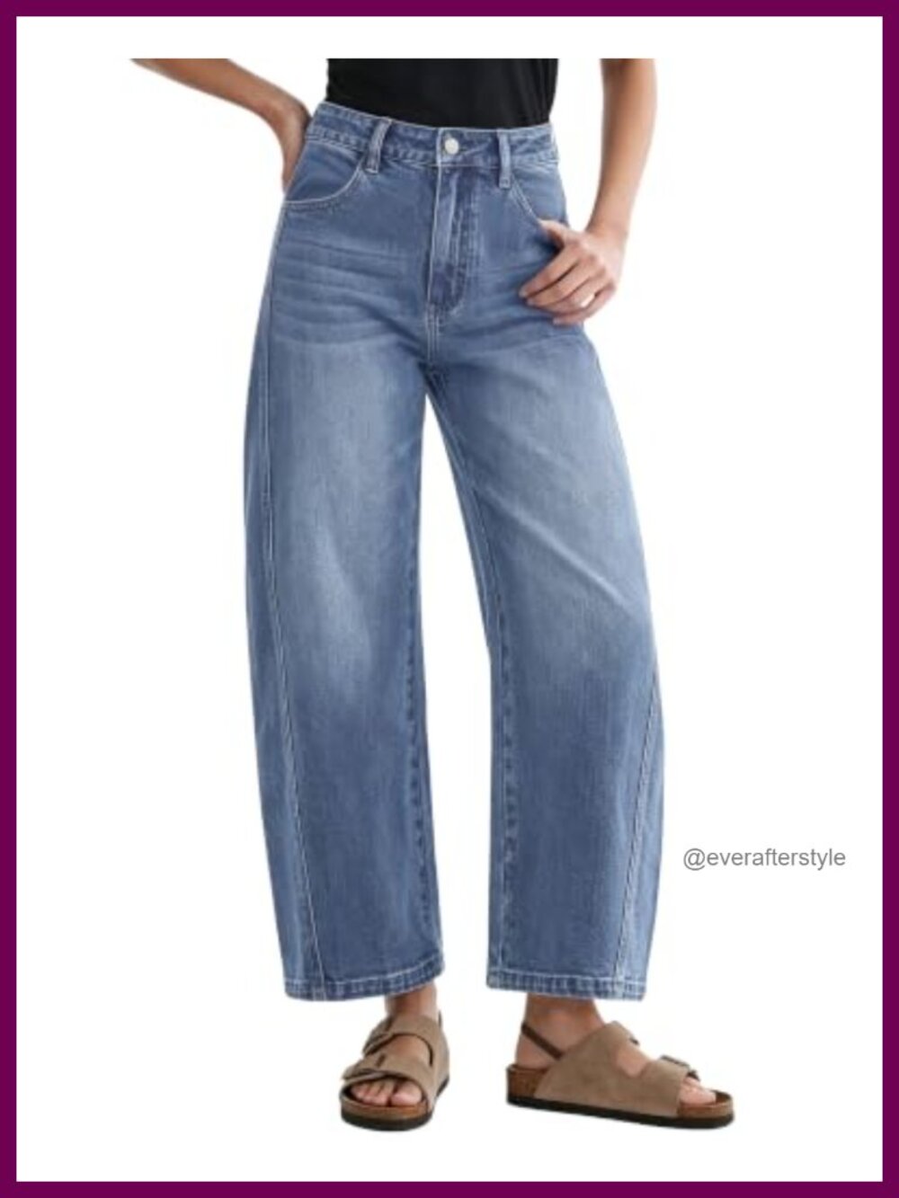 High Waisted Barrel Wide Leg Cropped Stretch Denim Jeans